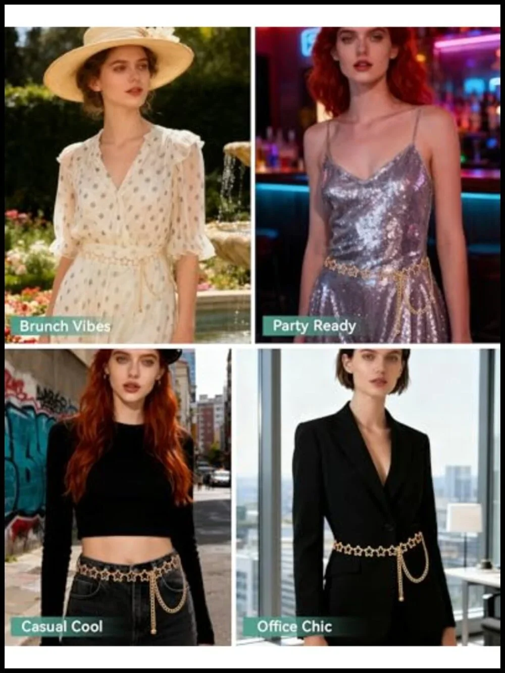 Metal Waist Chain Belt for Dresses Jeans